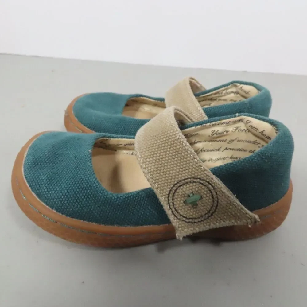 Livie & Luca Teal Blue Canvas Mary Jane Shoes Toddler Girls Size 5 Hook Loop